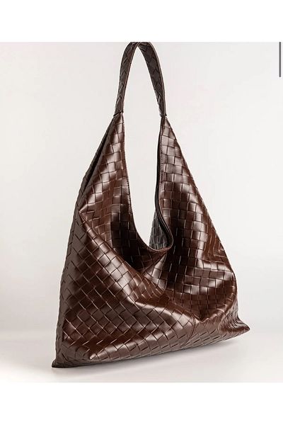Elanore Large Size Women's Shoulder Bag with Faux Leather and Knitted Detail