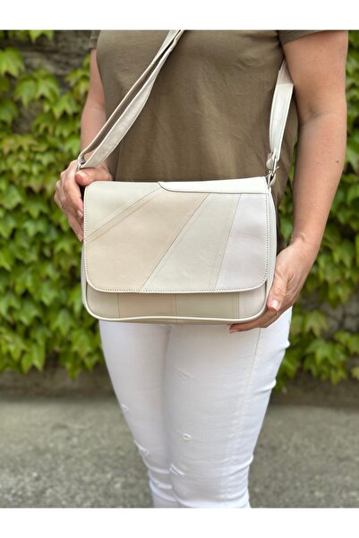 Deribag Piele autentică, mărime medie, curea încrucișată, geantă de umăr pent...