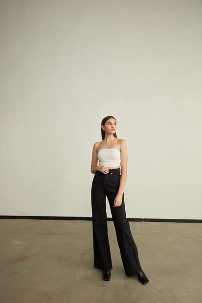 Ramrod Aly Women's Blackhigh Waist Lycra Palazzo Jeans