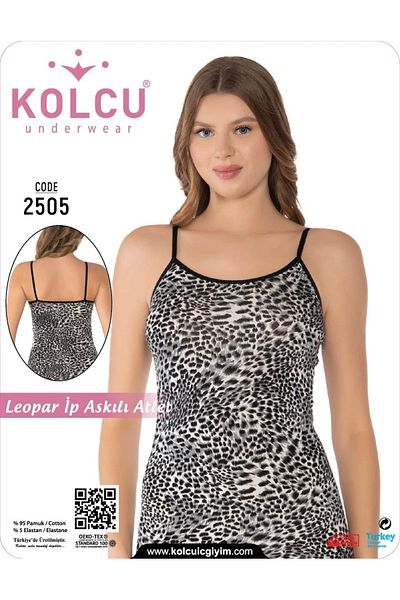 Kolcu قميص داخلي نسائي ممتاز من الليكرا بطباعة الفهد الثلجي مع حزام حبل رفيع
