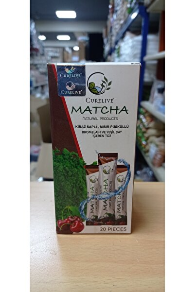 CURELIVE Matcha Kiraz Saplı Mısır Püsküllü Bromelain ve Yeşil Çay İçeren Toz ...