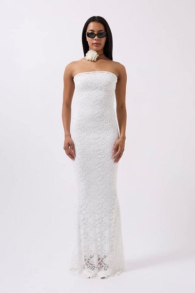 nedo7 Strapless Lace Maxi Dress