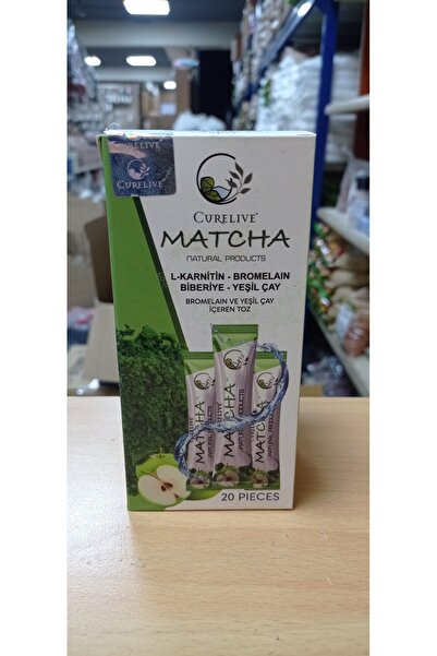 CURELIVE Matcha L-Karnitin Bromelain Biberiye ve Yeşil Çay İçeren Toz 20 stea...