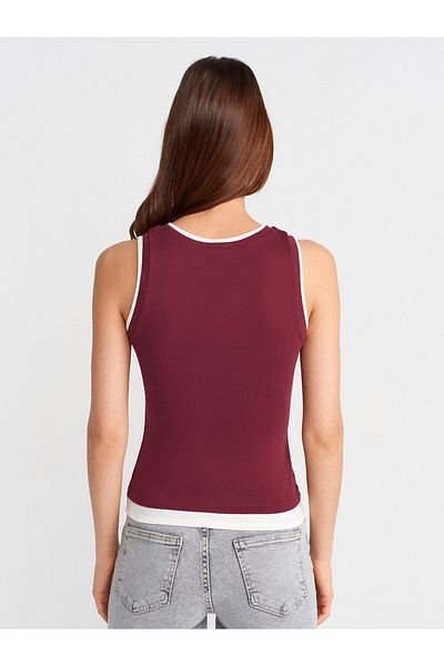Dilvin 21086 Couple Look Sleeveless Top-Light Burgundy
