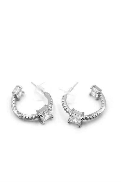 MR RZN STORE Jewelled Hoop Earrings - Silver