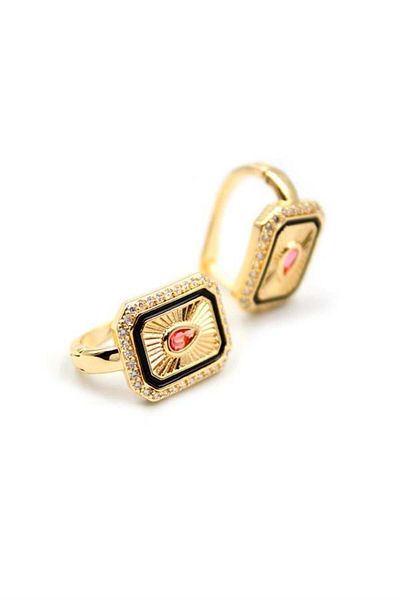 MR RZN STORE Drop Jewelled Earrings - Pink