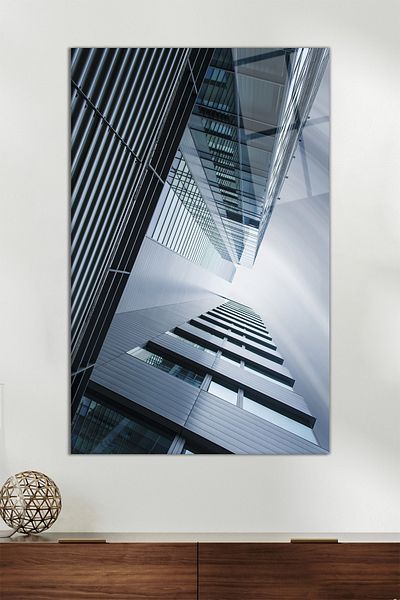 Vosevu Pictură verticală din sticlă cu structură geometrică, decor modern pentru birou, decorare de perete pentru cadou, sticlă irezistibilă