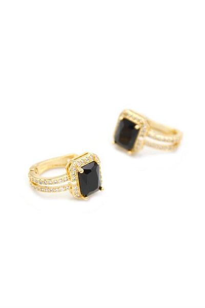 Royaleks Stone Earrings - Black
