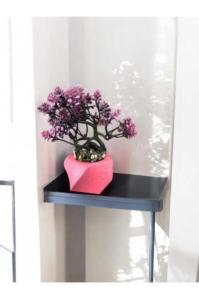 FK DESİGN Geometrik Pembe Beton Saksı – Şık ve Modern Dekoratif Saksı