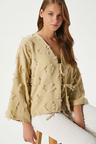 Ritnice Cămașă kimono verde Harmony cu șireturi pentru femei