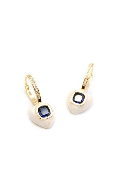Royaleks Enameled Heart Earrings - Blue