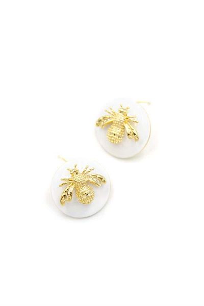 Royaleks Bee Earrings - White