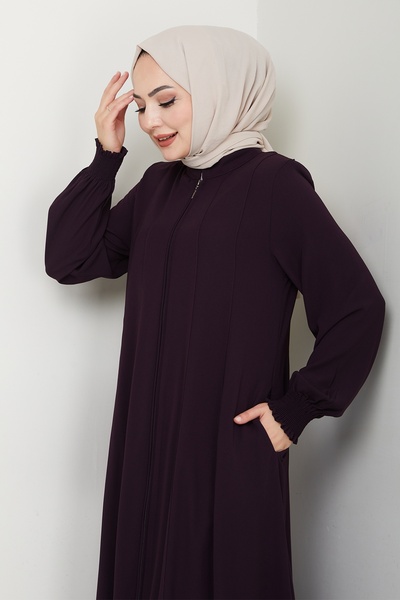 InStyle Purple Ferace with Shirred Sleeves and Piping