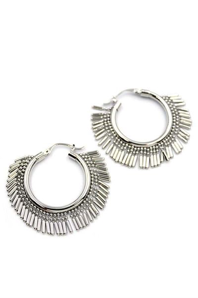 MR RZN STORE Hanging Hoop Earrings - Silver