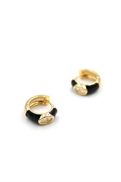MR RZN STORE Enameled Hoop Earrings - Black