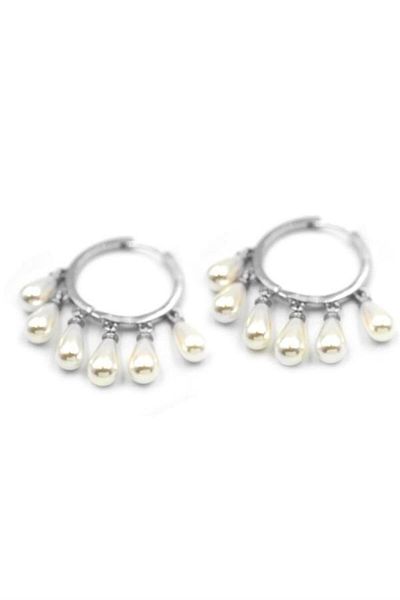 Royaleks Pearl Dangle Earrings - Silver