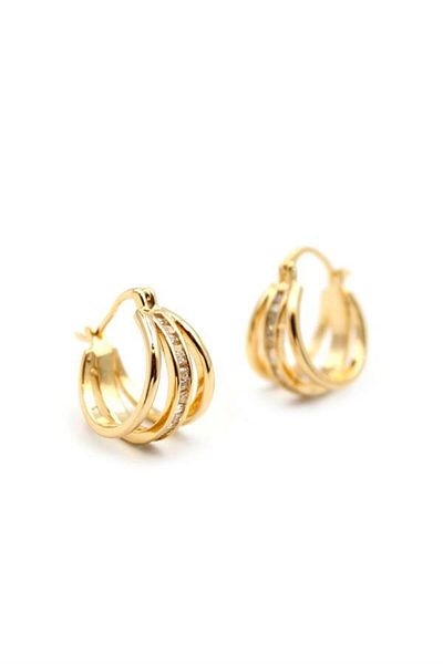 MR RZN STORE Jewelled Hoop Earrings - Gold