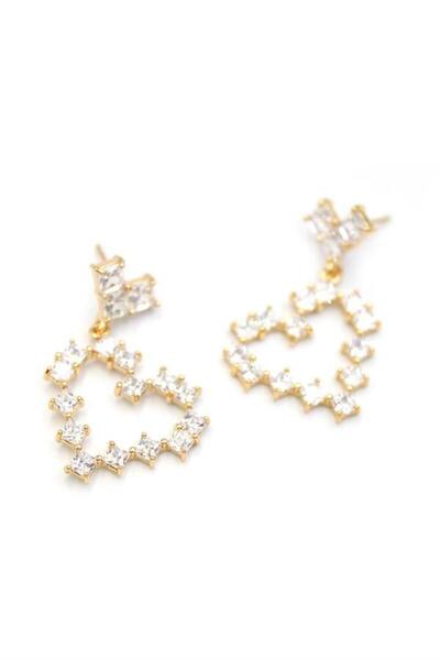toyigoo Heart Earrings with Stones - Gold