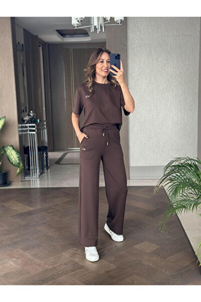 Forlady4 Barna, nyakú, nyomott női tréningruha szett