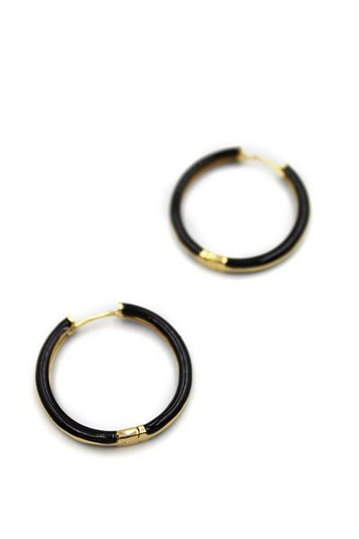 MR RZN STORE Enameled Hoop Earrings - Black
