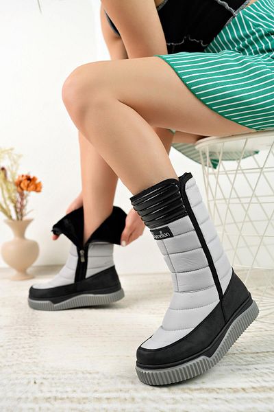 Benetton 50027 Gray Women's Snow Boots with Fur Inside