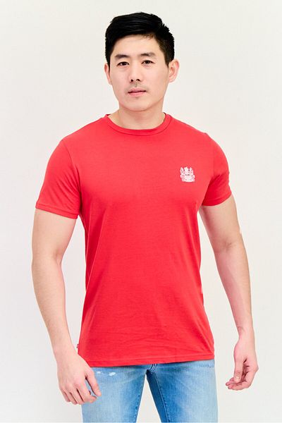 Aquascutum Men Crew Neck Brand Logo Short Sleeves T-shirt, Red