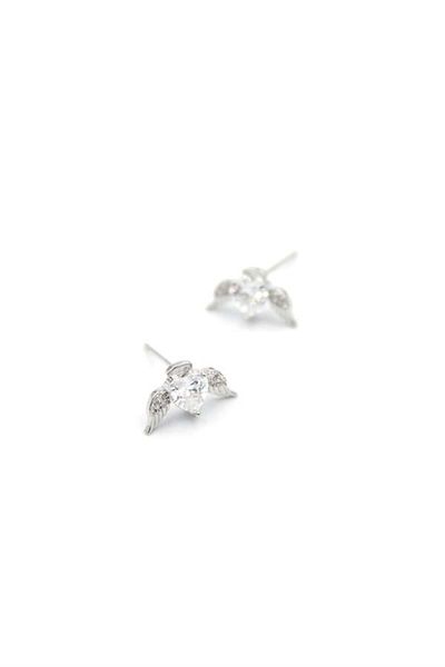 Royaleks Silver Needle Heart Earrings - Silver