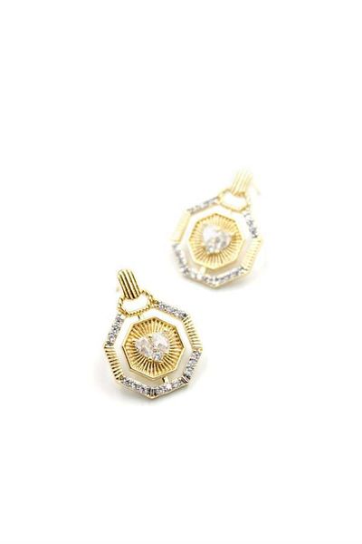 MR RZN STORE Jewelled Earrings - Gold