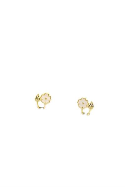Royaleks Silver Needle Flower Earrings - Gold