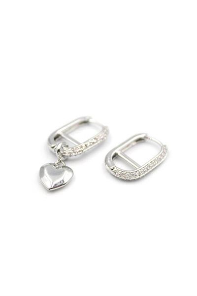 MR RZN STORE Heart Dangle Earrings - Silver