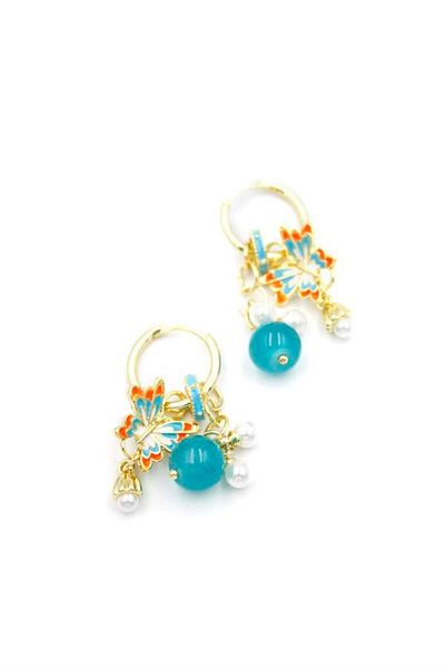 MR RZN STORE Beaded Butterfly Earrings - Orange