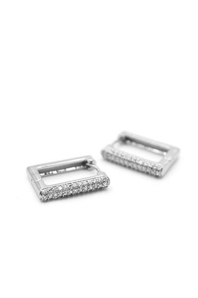 Royaleks Rectangular Stone Earrings - Silver