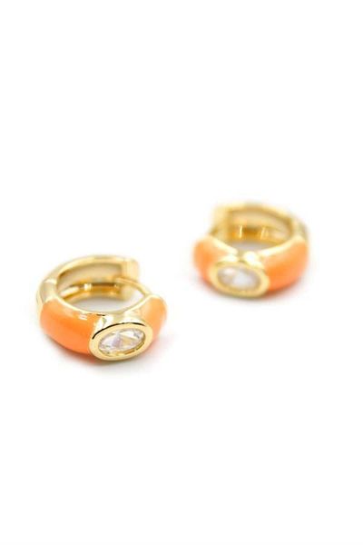 MR RZN STORE Enameled Hoop Earrings - Orange