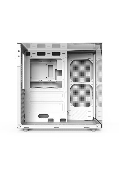 SHARX خزانة ألعاب PROFIN متوسطة الحجم، ATX، 5 مراوح ARGB مثبتة مسبقًا مقاس 120 مم، بيضاء - GX500W