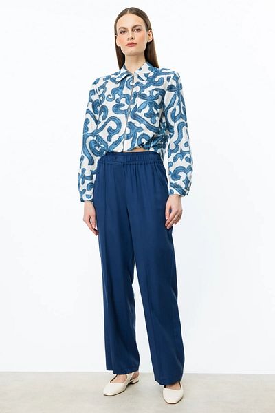 ON Zippered Shirt Collar Crop Jacket Indigo 52511