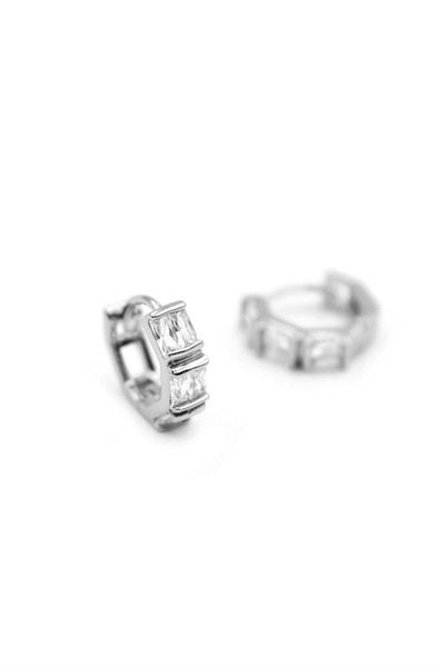 MR RZN STORE Jewelled Hoop Earrings - Silver
