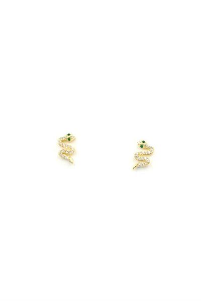 MR RZN STORE Silver Needle Snake Earrings - Gold