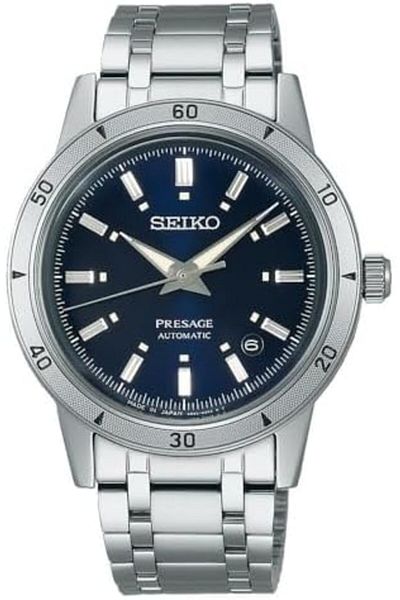 Seiko Presage Style 60's Automatic Men's Watch Blue Background SRPL07J1 Steel Case and Bracelet