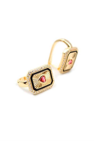 Royaleks Heart Jewelled Earrings - Pink