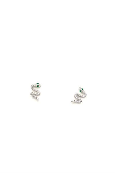 MR RZN STORE Silver Needle Snake Earrings - Silver
