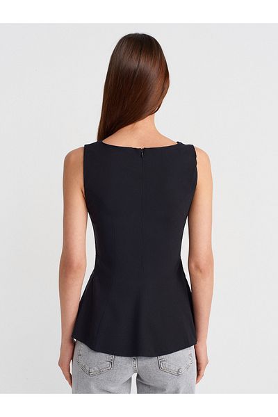Dilvin 50281 Peplum Top-Black