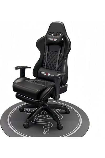 VINNYSEN Gaming Chair Computer Chair with Footrest Racing Leather Reclining Lifting Armrest High Back