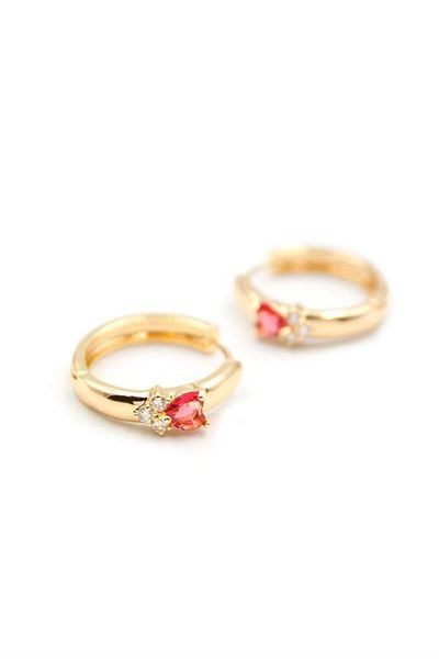 MR RZN STORE Heart Hoop Earrings - Red
