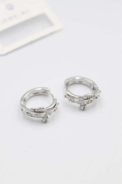 MR RZN STORE Jewelled Stud Earrings - Silver