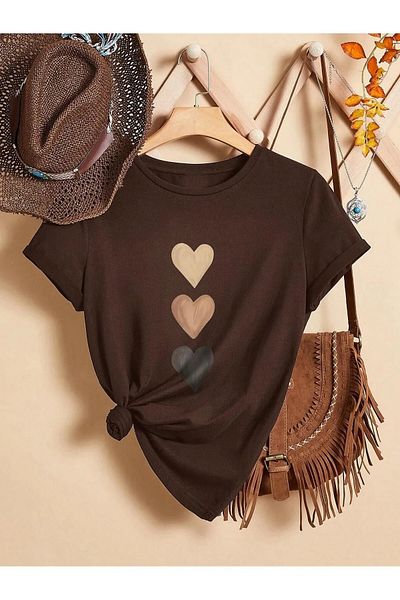 uyguntarz Unisex Three Hearts Design Printed Tshirt