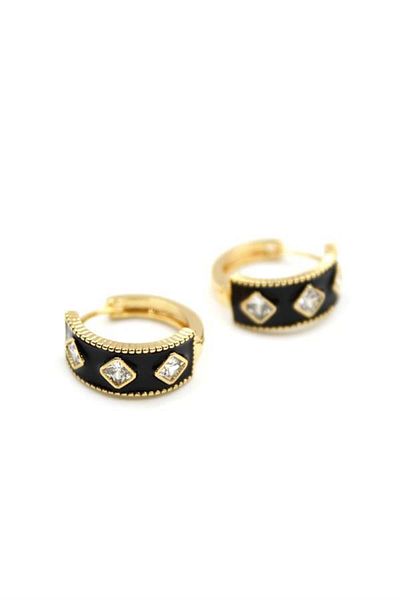 MR RZN STORE Enameled Hoop Earrings - Black