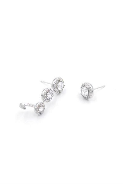 MR RZN STORE Stoned Cartilage Earrings - Silver