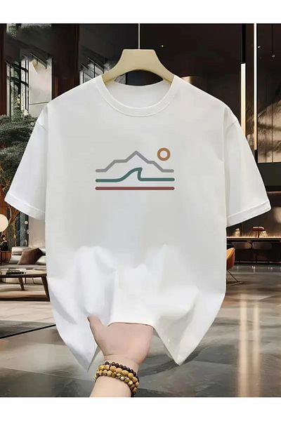 uyguntarz Unisex Sunny Mountain Design Printed Tshirt
