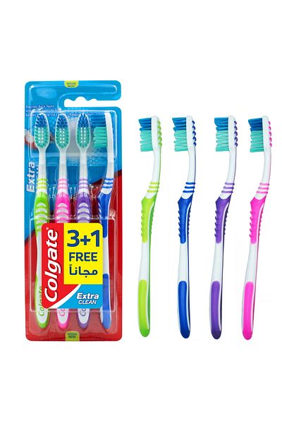 Colgate Extra Clean Medium Toothbrush Assorted Colour 4 pcs