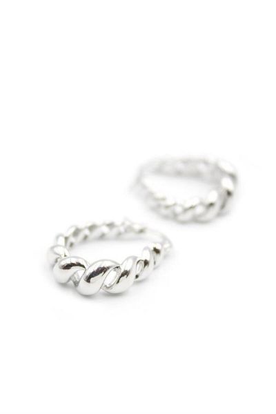 Royaleks Twisted Hoop Earrings - Silver